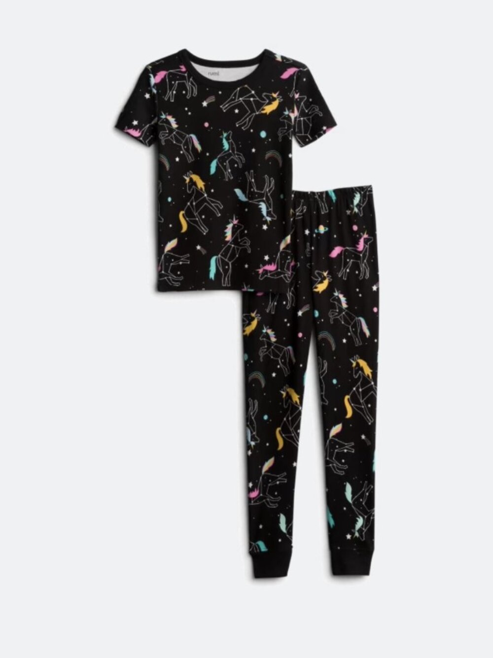 Rumi + Ryder | Kids Unicorn Space Short Sleeve Long John Pajamas | 8